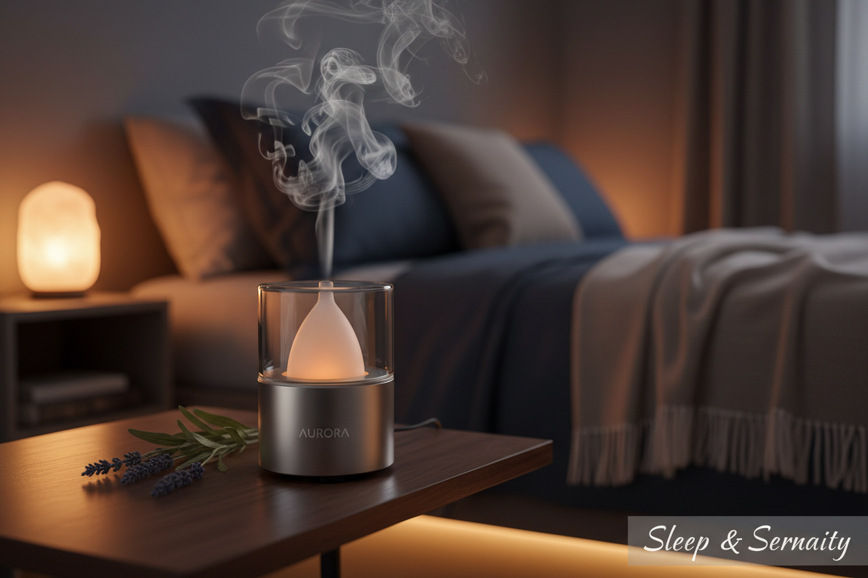 Soothing nighttime scene with lavender and a gentle diffuser — hero image for Essential Oils for Sleep & Relaxation